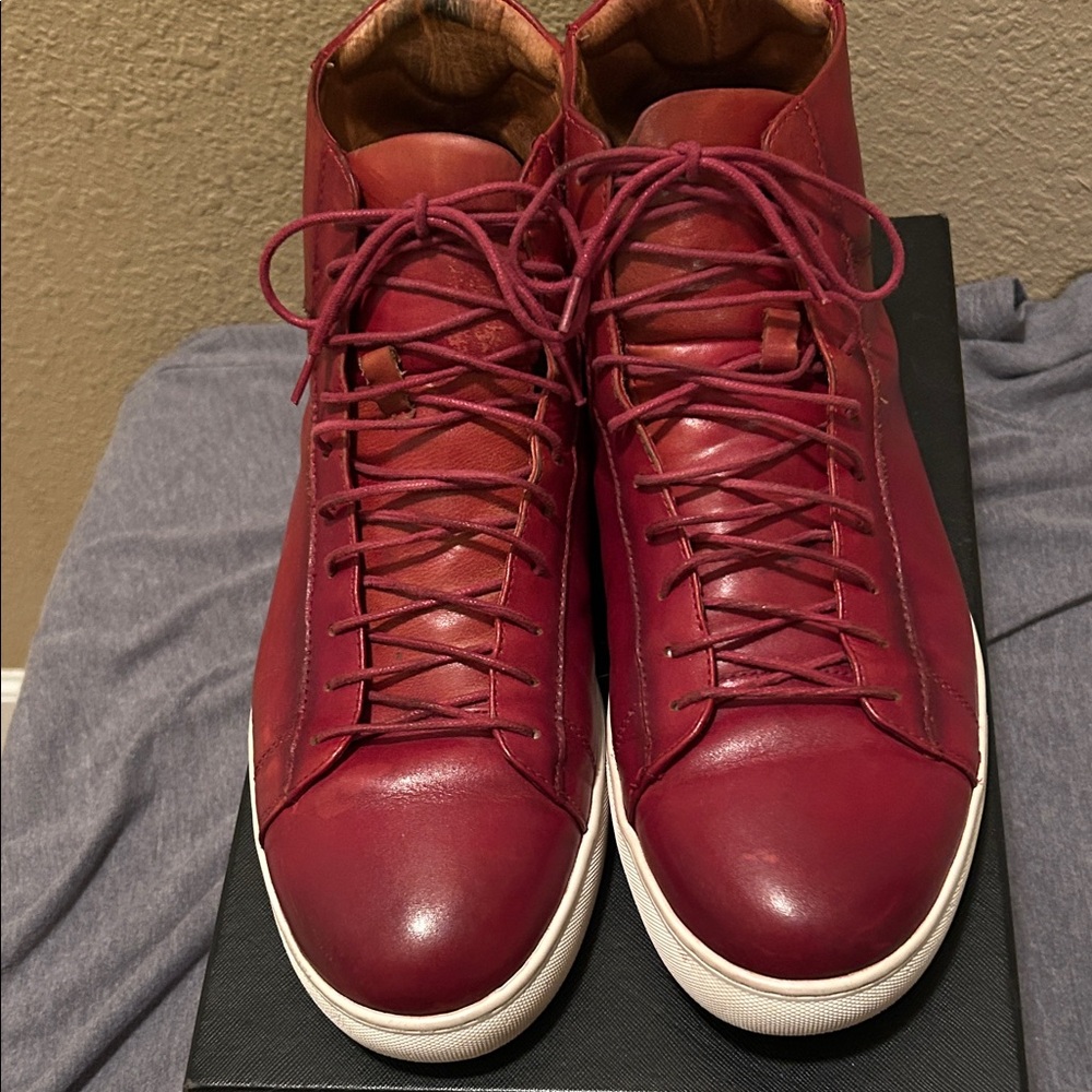 Zanzara Zaugg high top leather sneakers wine color size 12 in good condition